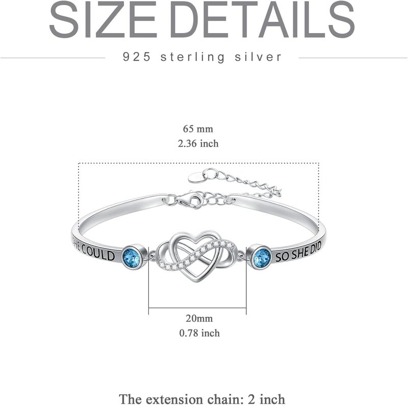 AOBOCO 925 Sterling Silver Adjustable Infinity Heart Bangle Bracelet for Sister Best Friend Daughter Mom Grandma Granddaughter Daughter in Law Godmother Goddaughter Stepmom Stepdaughter - Image 4